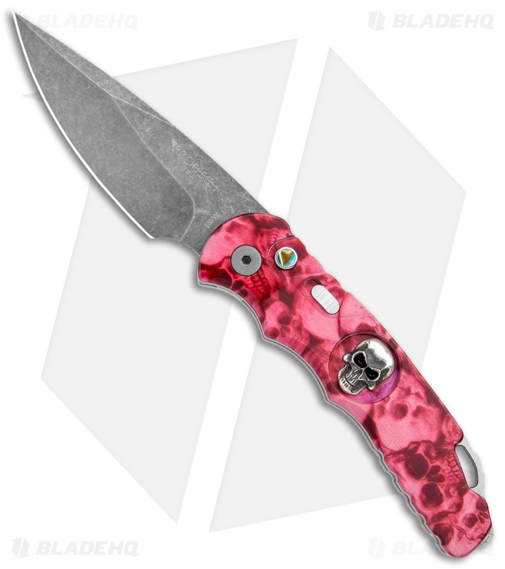 Pro-Tech TR-5 Skull Tactical Response Auto Knife Red Skulls (3.25" Acid SW)