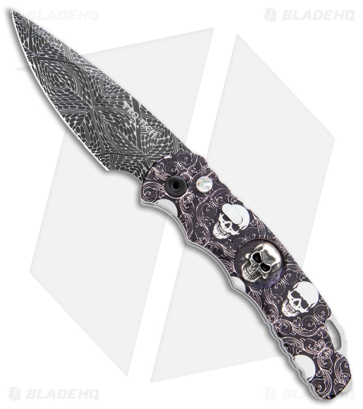 Pro-Tech TR-5 Skull Tactical Response Auto Skull Fluer De Lis (3.25" Damascus)
