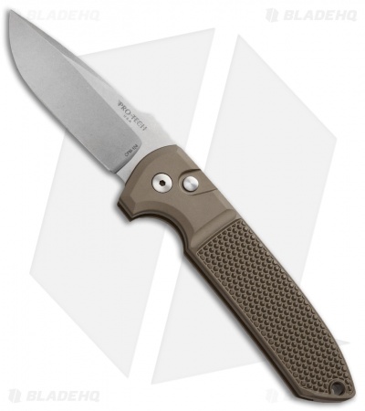 Pro-Tech Les George Rockeye Automatic Knife Desert Tan Knurled (3.375" SW)