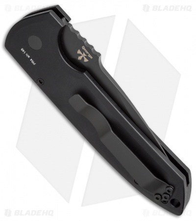 Pro-Tech Les George Rockeye Auto Knife Black Knurled (3.375" Black Serr) CPM-D2