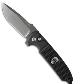 Pro-Tech Les George Rockeye Skull Automatic Knife Knurled (3.375" Gray DLC)