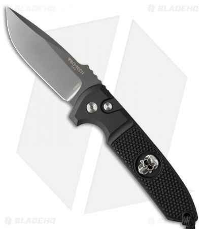 Pro-Tech Les George Rockeye Skull Automatic Knife Knurled (3.375" Gray DLC)