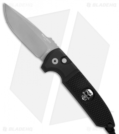 Pro-Tech Les George Rockeye Skull Automatic Knife Knurled (3.375" Bead Blast)