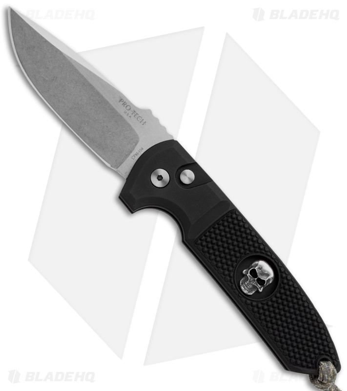 Pro-Tech Les George Rockeye Skull Automatic Knife Knurled (3.375" Stonewash)