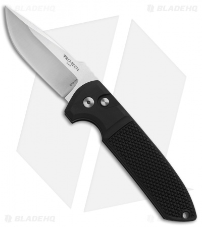 Pro-Tech Les George Rockeye Automatic Knife Black Knurled (3.375" Satin)