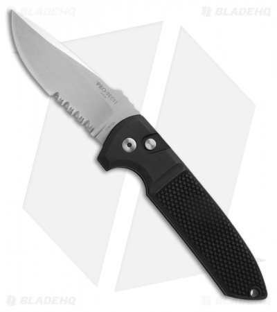 Pro-Tech Les George Rockeye Automatic Knife Knurled (3.375" Stonewash Serr)