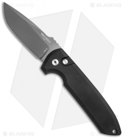 Pro-Tech Les George Rockeye Automatic Knife Black (3.375" Gray DLC) LG121