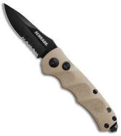 Schrade Mini Extreme Survival Spear Point Auto Knife Tan (2.5" Serr) SC60MBRS