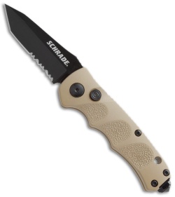 Schrade Mini Extreme Survival Tanto Auto Knife Tan (2.5" Black Serr) SC60MBRTS