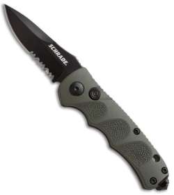 Schrade Mini Extreme Survival Spear Point Auto Knife Green (2.5" Serr) SC60MODS