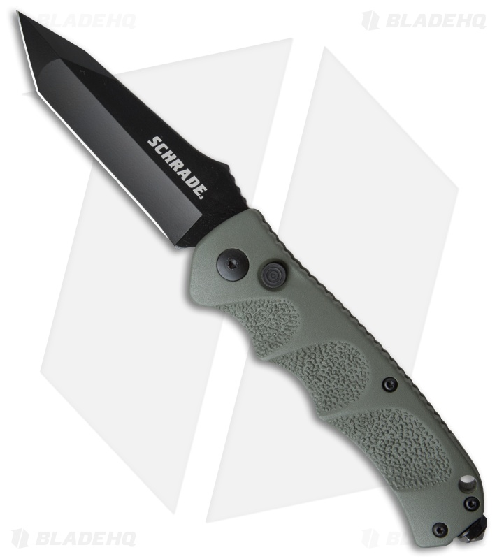 Schrade Extreme Survival Tanto Automatic Knife Green (3.25" Black) SC60ODT