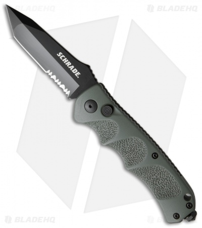Schrade Extreme Survival Tanto Automatic Knife Green (3.25" Black Serr) SC60ODTS