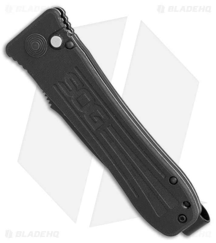 SOG Strat Ops Automatic Knife Black Canvas Micarta (3.5" Black) 