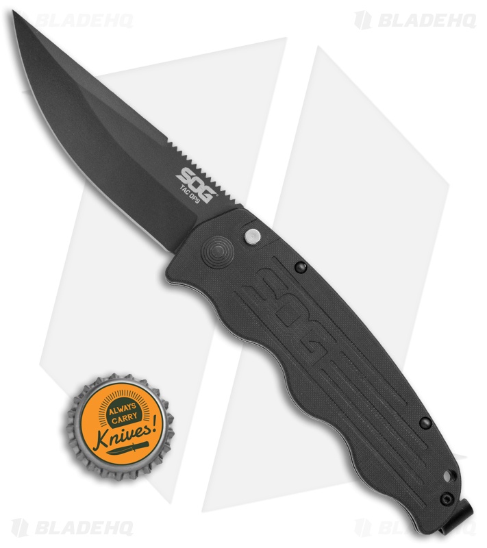 SOG Tac Ops Automatic Knife Black Canvas Micarta (3.5" S35VN Black)