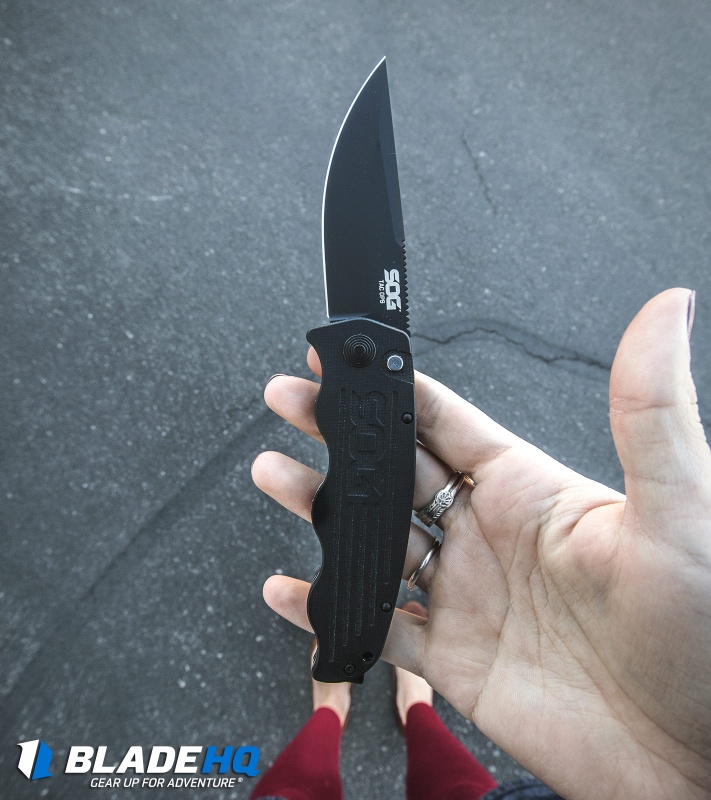 SOG Tac Ops Automatic Knife Black Canvas Micarta (3.5" S35VN Black)