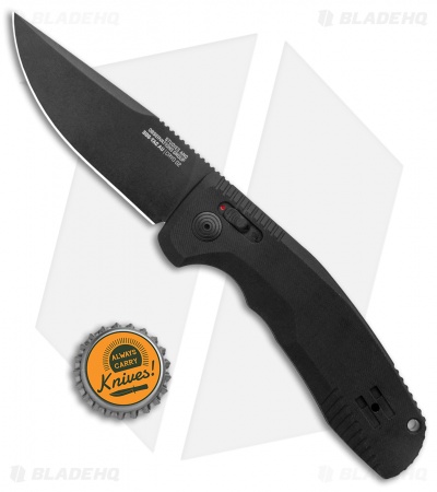 SOG Knives SOG-TAC AU Drop Point Automatic Knife Black Aluminum (3.4" Black)