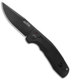 SOG Knives SOG-TAC AU Drop Point Auto Knife Black Aluminum (3.4" Blk)*DISC*