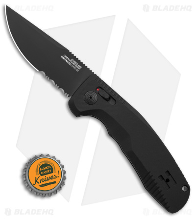 SOG Knives SOG-TAC AU Automatic Knife Black Aluminum (3.4" Black Serr)