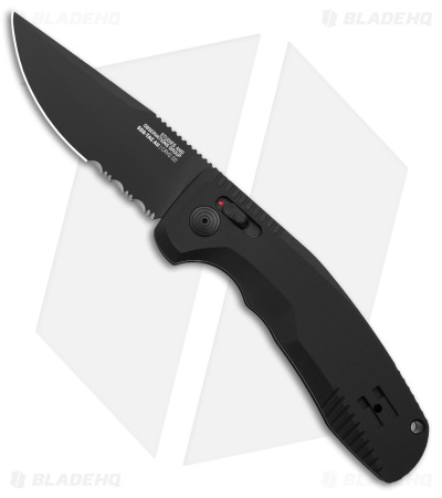 SOG Knives SOG-TAC AU Automatic Knife Black Aluminum (3.4" Black Serr)