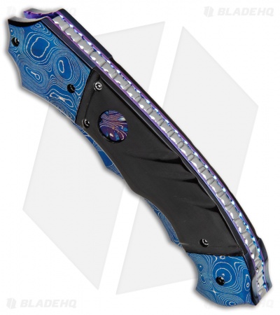 Brandon Vallotton Custom Thorn Automatic Knife Dark Horn (3.5" Damascus)