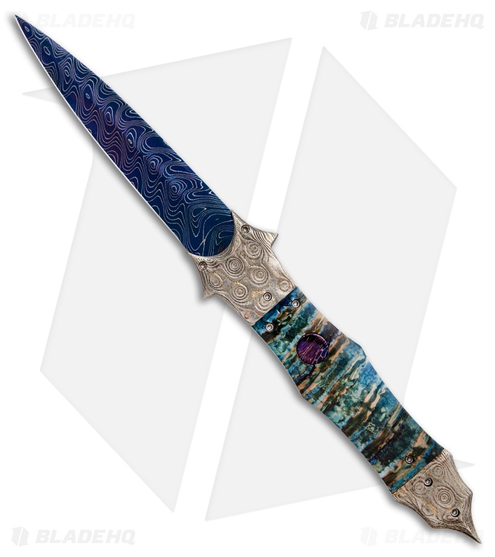 Cory Vallotton Custom Diablo Automatic Knife Mammoth Molar/Mokume