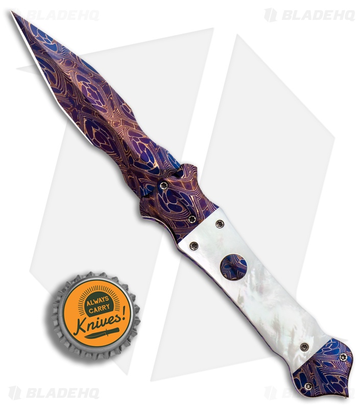 Cory Vallotton Custom Mini Eos Automatic Mother of Pearl (3.25" Damascus)