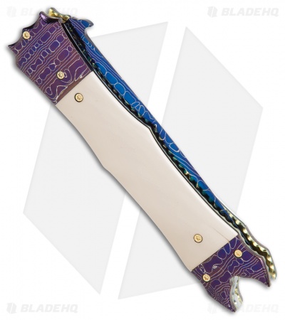 Kyle/Jamie Vallotton Custom Dancing Rook Proto #1 Automatic Knife Ivory