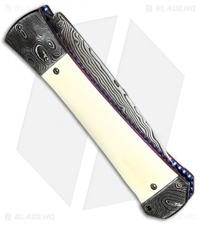 Kyle Vallotton Custom Bent Dagger Automatic Knife Mammoth (3.8" Damascus)