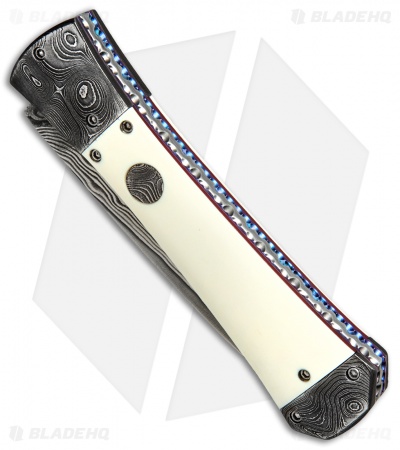 Kyle Vallotton Custom Bent Dagger Automatic Knife Mammoth (3.8" Damascus)