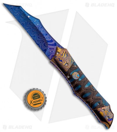 Kyle Vallotton Custom Proto Alien Predator Automatic Turquoise (4.1" Damascus) 