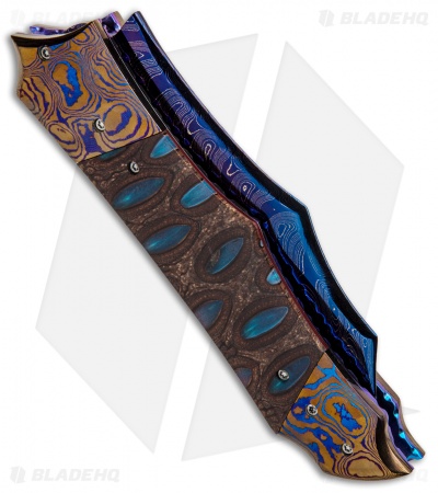 Kyle Vallotton Custom Proto Alien Predator Automatic Turquoise (4.1" Damascus) 