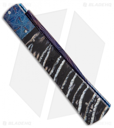 Rainy Vallotton Custom Fantail D&D Automatic Knife Black Molar (Damascus)