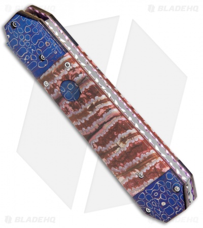 Rainy Vallotton Custom Medium Coffin Dagger Auto Knife Mammoth (4.125" Damascus)