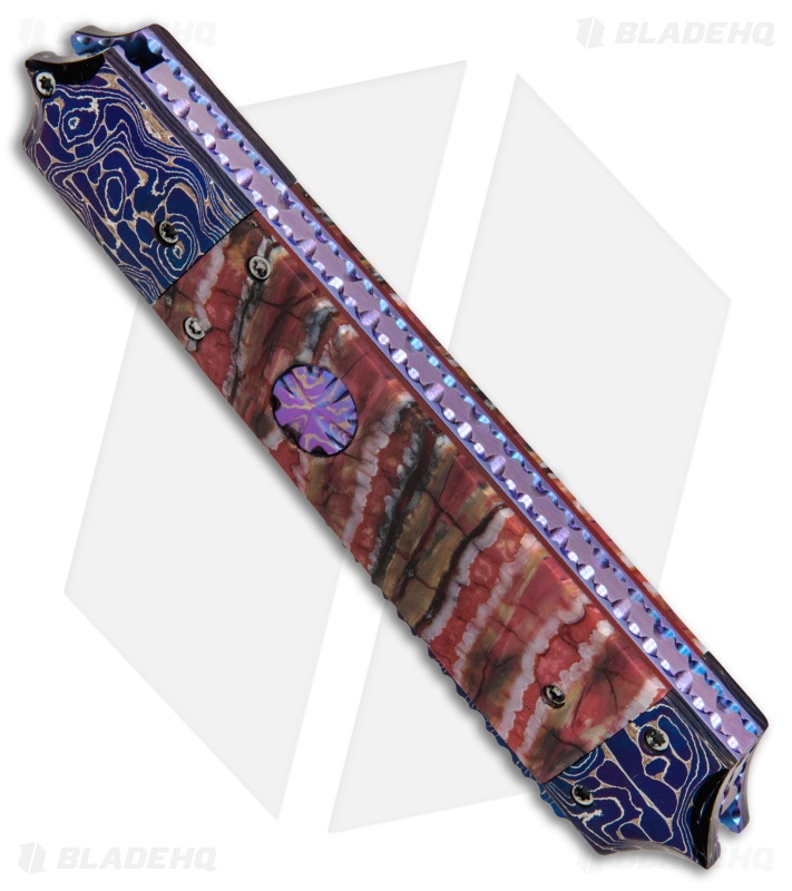 Rainy Vallotton Custom  Full Guillotine Razor Auto Knife Mammoth (4" Damascus)