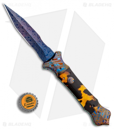 Rainy Vallotton Custom Eos Automatic Knife (4.125" Damascus)