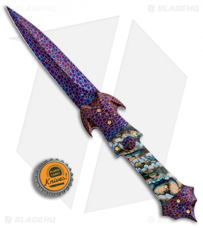 Rainy Vallotton Custom #2 Small Jupiter Automatic Knife Mammoth/Dragon Skin 