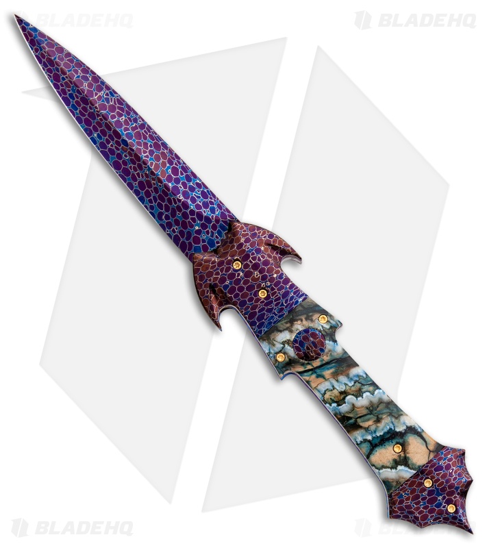 Rainy Vallotton Custom #2 Small Jupiter Automatic Knife Mammoth/Dragon Skin