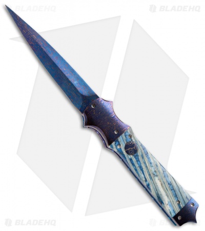 Brandon Vallotton Hasta Automatic Knife Mammoth Molar (4.25" Damascus)