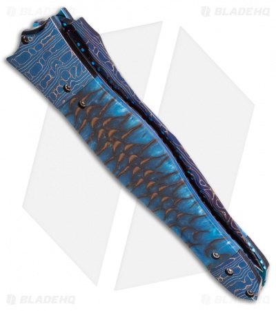 Brandon Vallotton Wicked Blossom Automatic Knife Blue Spruce (4.25" Damascus)