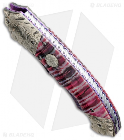 Brandon Vallotton Custom Thorn Automatic Knife Red Molar (3.25" Damascus)