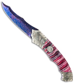 Brandon Vallotton Custom Thorn Automatic Knife Red Molar (3.25" Damascus)