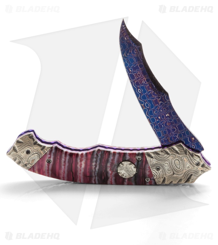 Brandon Vallotton Custom Thorn Automatic Knife Red Molar (3.25" Damascus)