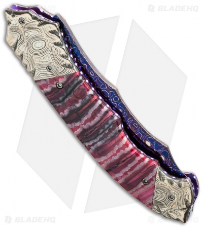 Brandon Vallotton Custom Thorn Automatic Knife Red Molar (3.25" Damascus)