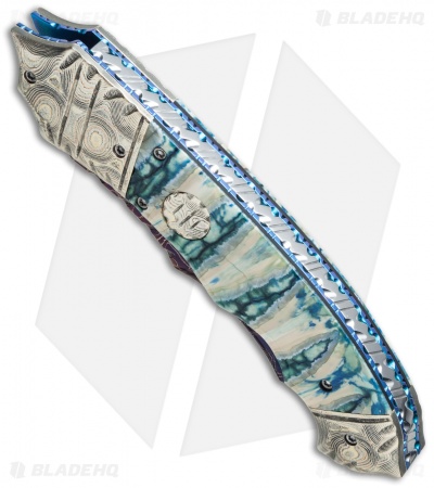 Brandon Vallotton Custom Thorn Automatic Knife Green Molar (3.25" Damascus)