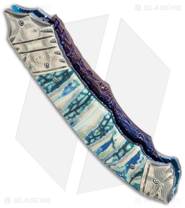 Brandon Vallotton Custom Thorn Automatic Knife Green Molar (3.25" Damascus)