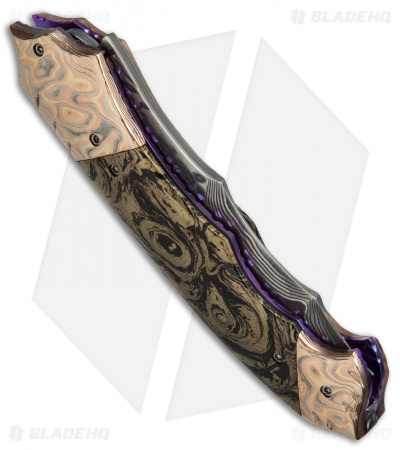 Brandon Vallotton Custom Thorn Automatic Knife M4 Mokume (3.25" Damascus)