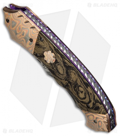 Brandon Vallotton Custom Thorn Automatic Knife M4 Mokume (3.25" Damascus)