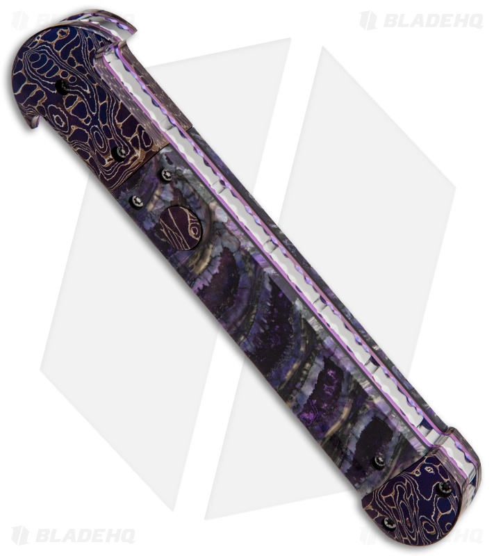 Rainy Vallotton Custom C-Lance Automatic Knife Purple Molar (4.5" Damascus)