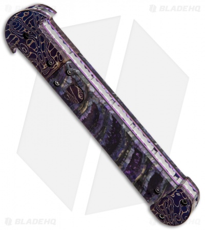 Rainy Vallotton Custom C-Lance Automatic Knife Purple Molar (4.5" Damascus)