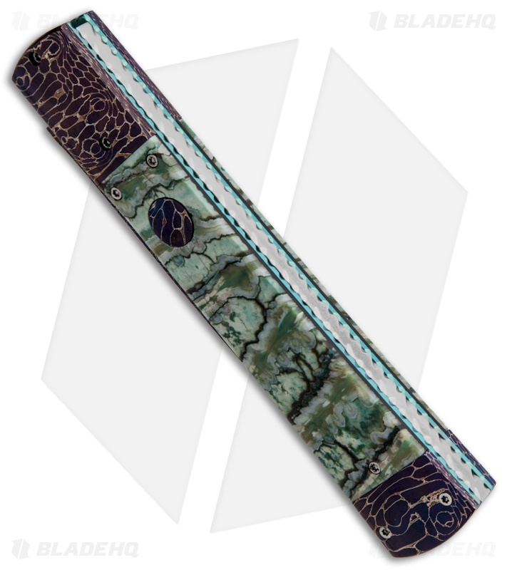 Rainy Vallotton Custom Fantail DnD Automatic Knife Mammoth Molar (Damascus)